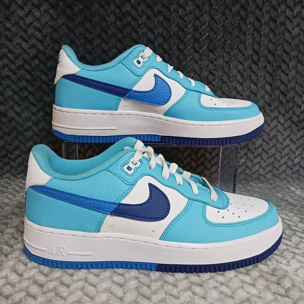 Nike Air Force 1 Low LV8 2 Light Photo Blue Deep Royal GS Sneakers Shoes Sz 6.5Y